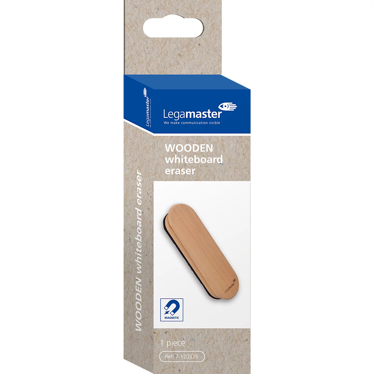 Whiteboardlöscher Legamaster WOODEN, magnetisch, austauschbare Pads, B 45 x T 30 x H 150 mm, Buchenholz, braun